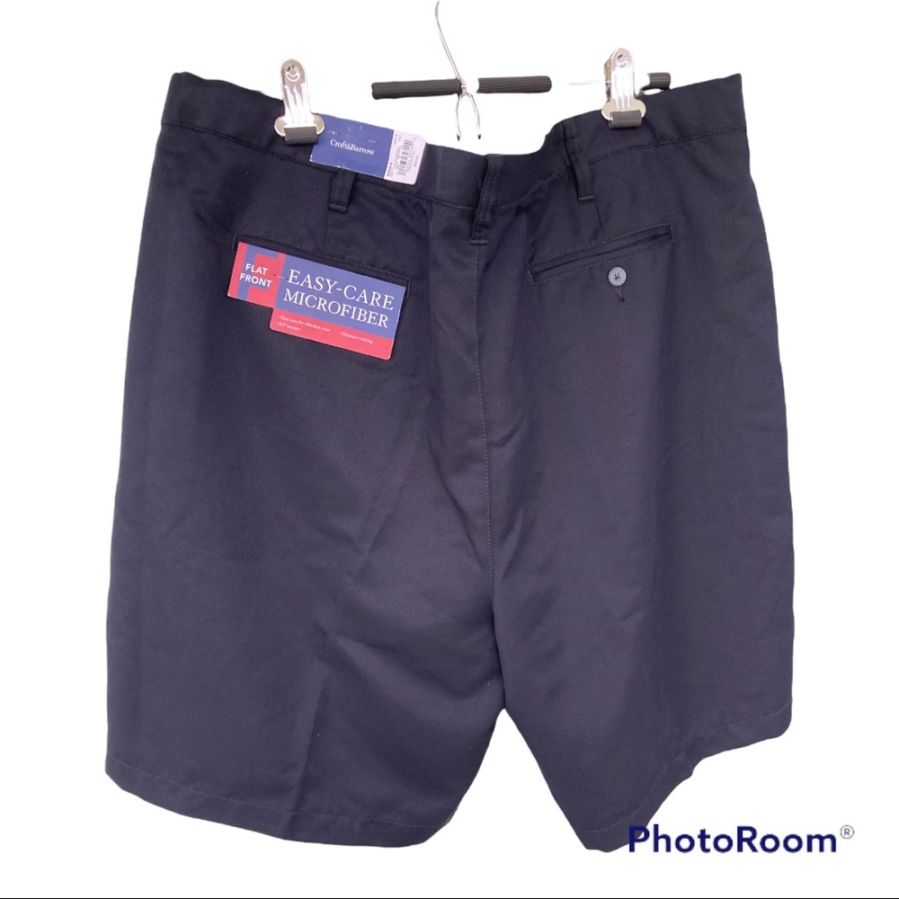 Mens Flat Front Shorts 46 Black Easy Care Moisture Wicking Big & Tall orig. $50